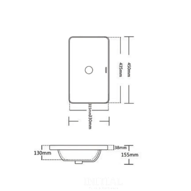 Rectangle Inset Basin Gloss White 450X330X150 ,