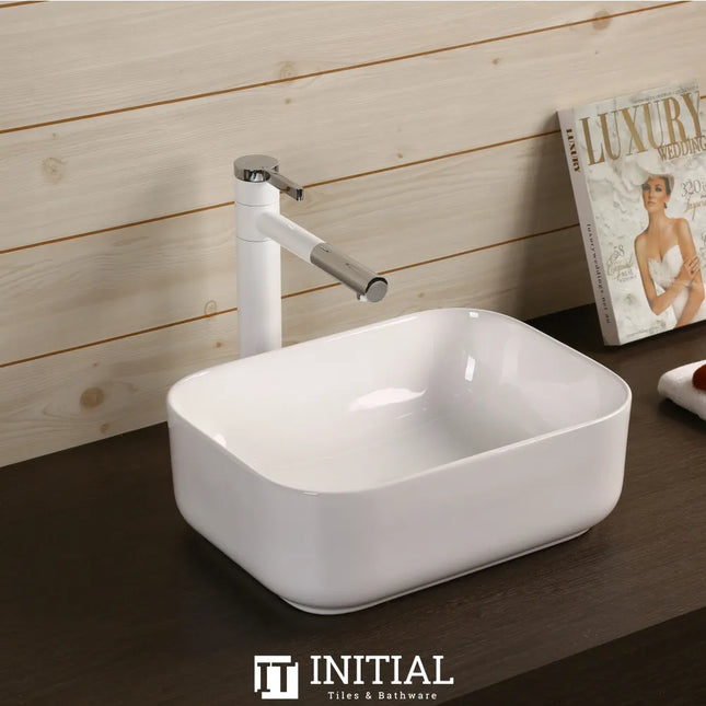 Above Counter Basin Gloss White Rectangle 400X300X140 ,