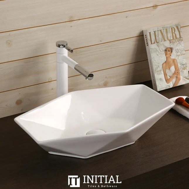 Above Counter Basin Gloss White Geometry 565X365X125 ,