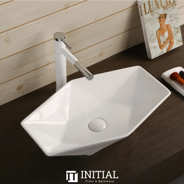 Above Counter Basin Gloss White Geometry 565X365X125 ,