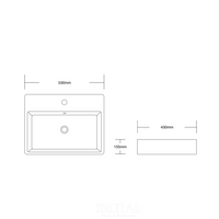 Above Counter Basin Gloss White Rectangle 530X430X155 ,