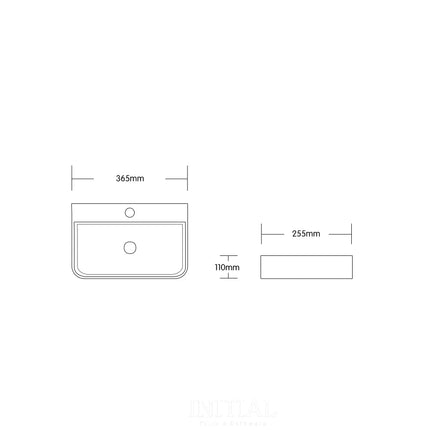 Above Counter Basin Gloss White Rectangle 365X255X110 ,