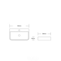 Above Counter Basin Gloss White Rectangle 450X280x110 ,
