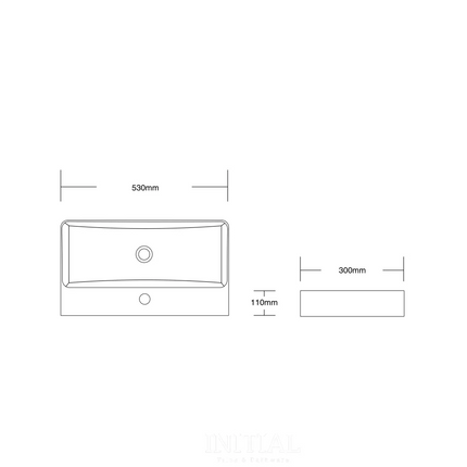 Above Counter Basin Gloss White Rectangle 530X300X110 ,