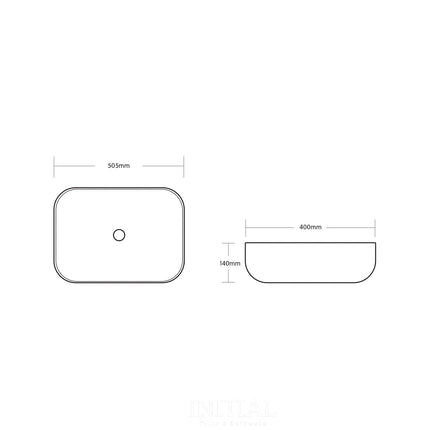 Above Counter Basin Gloss White Rectangle 505X400X140 ,