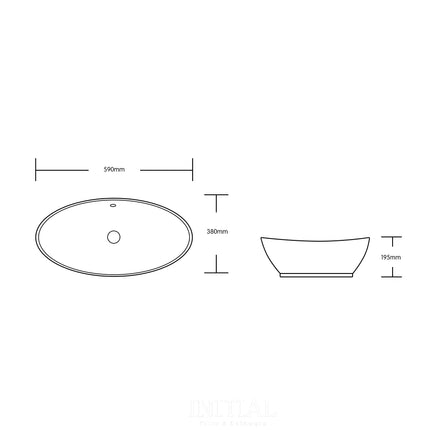 Above Counter Basin Gloss White Oval 590X385X195 ,