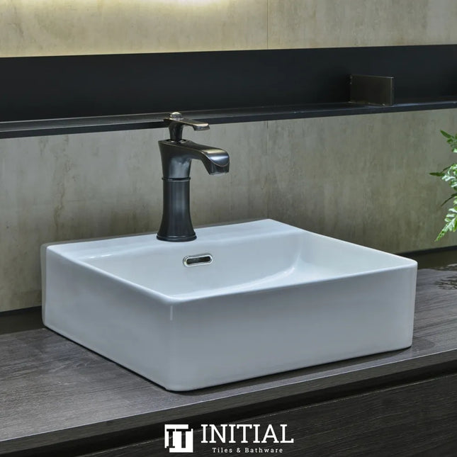 Ceramic Above Counter Basin Gloss White Rectangle 410X420X130 ,