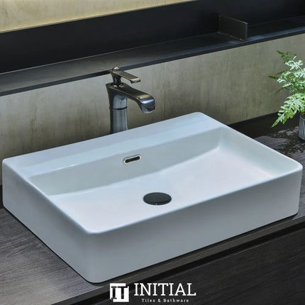 Ceramic Above Counter Basin Gloss White Rectangle 600X420X130 ,