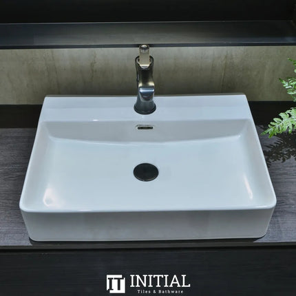 Ceramic Above Counter Basin Gloss White Rectangle 600X420X130 ,