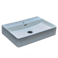 Ceramic Above Counter Basin Gloss White Rectangle 600X420X130 ,