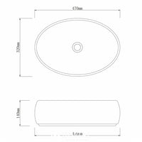 Porcelain Above Counter Basin Oval 470X320X140 ,