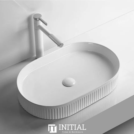 Above Counter Basin Fluted Oval Gloss White 595X375X105 ,