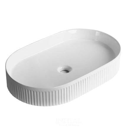 Above Counter Basin Fluted Oval Gloss White 595X375X105 ,