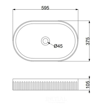 Above Counter Basin Fluted Oval Gloss White 595X375X105 ,