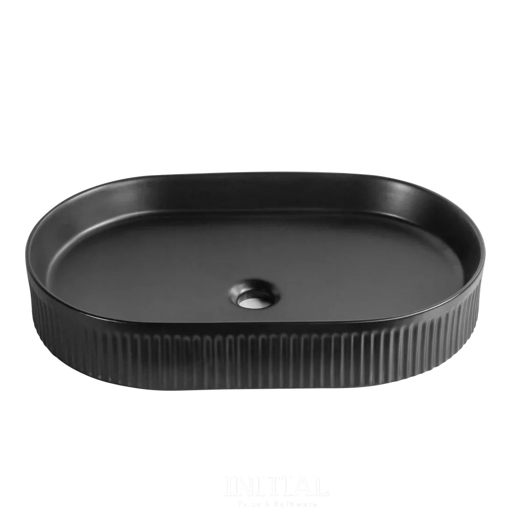 Above Counter Basin Fluted Oval Matte Black 595X375X105 ,