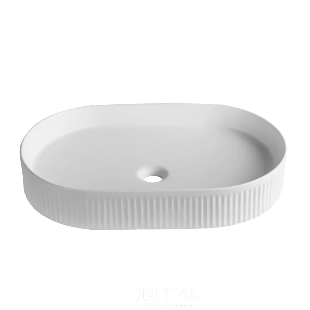 Above Counter Basin Fluted Oval Matte White 595X375X105 ,
