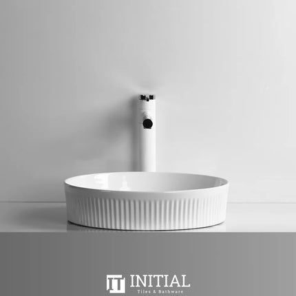 Above Counter Basin Fluted Round Gloss White 405X405X100 ,