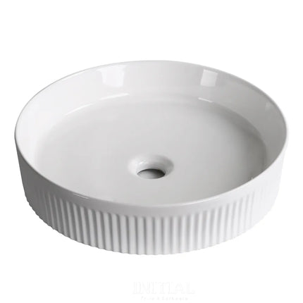 Above Counter Basin Fluted Round Gloss White 405X405X100 ,