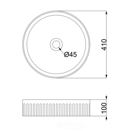 Above Counter Basin Fluted Round Matte White 405X405X100 ,