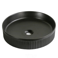 Above Counter Basin Fluted Round Matte Black 405X405X100 ,