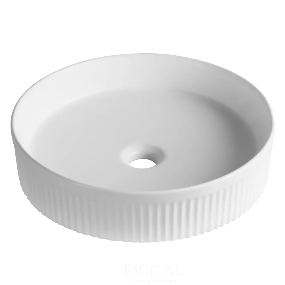 Above Counter Basin Fluted Round Matte White 405X405X100 ,