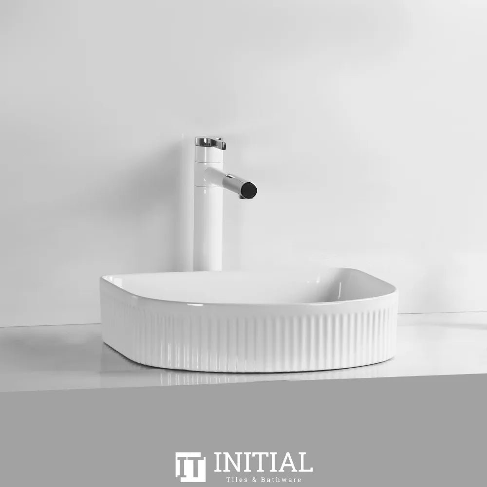Above Counter Basin Fluted Arch Gloss White 415X365X100 ,