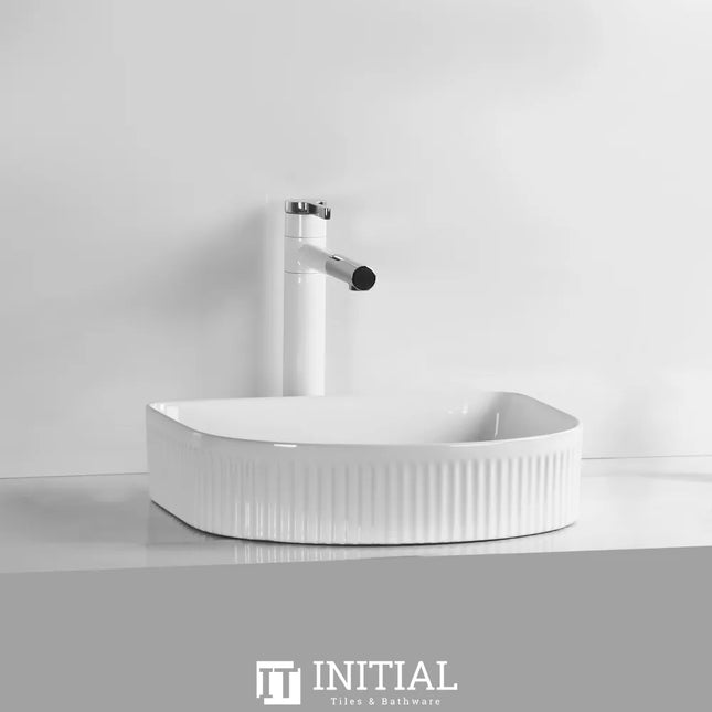 Above Counter Basin Fluted Arch Gloss White 415X365X100 ,