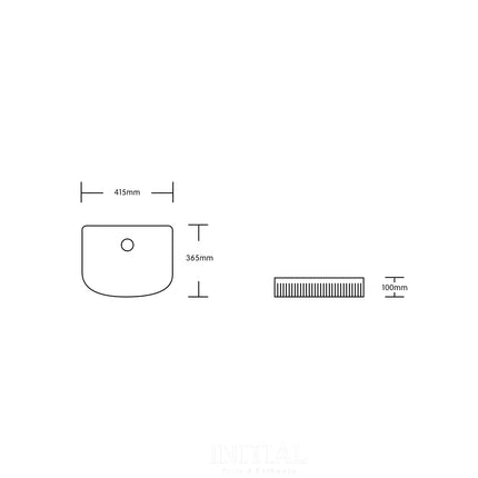 Above Counter Basin Fluted Arch Gloss White 415X365X100 ,