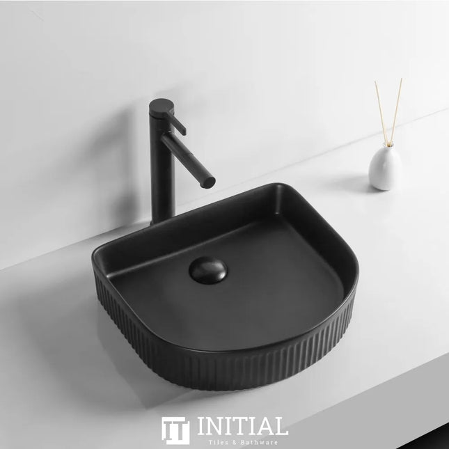 Above Counter Basin Fluted Arch Matte Black 415X365X100 , Default Title