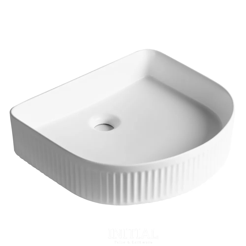 Above Counter Basin Fluted Arch Matte White 415X365X100 ,