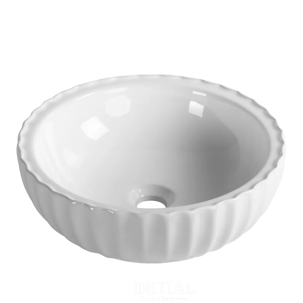 Above Counter Basin Gloss White Fluted Round 400X400X135 ,