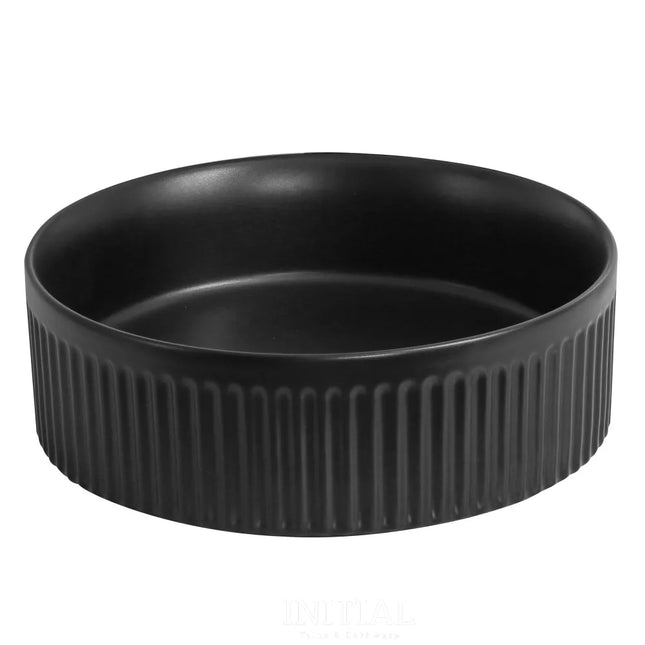 Above Counter Basin Fluted Round Matte Black 360X360X120 ,