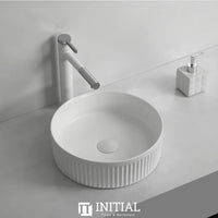 Above Counter Basin Fluted Round Matte White 360X360X120 , Default Title