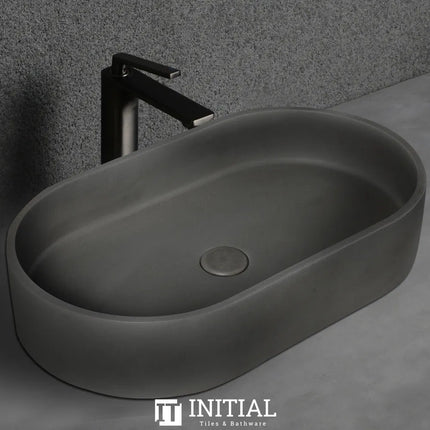 Concrete Above Counter Basin Matt Grey Oval 582X365X120 ,