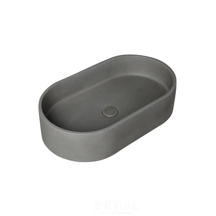 Concrete Above Counter Basin Matt Grey Oval 582X365X120 ,