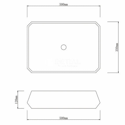 Concrete Above Counter Basin Matt Grey Rectangle 500X350X120 ,