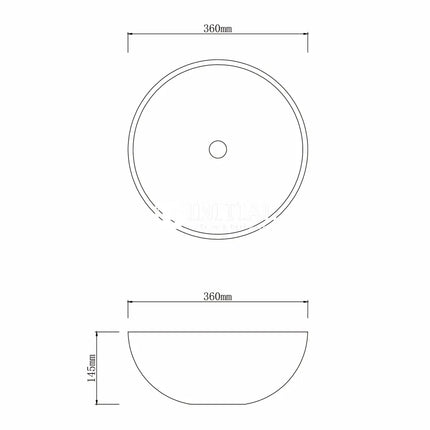 Concrete Above Counter Basin Matt Grey Round 360X360X145 ,