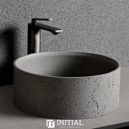 Concrete Above Counter Basin Matt Grey Round 390X390X150 ,