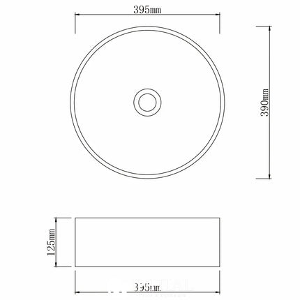 Above Counter Tempered Glass Basin Grey Mosaic Triangle Round 395X395X125 ,