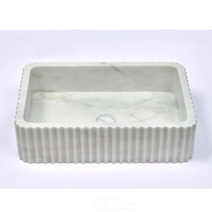 Above Coutner Basin Natual Stone Marble Fluted Matt White 600X400X150 ,