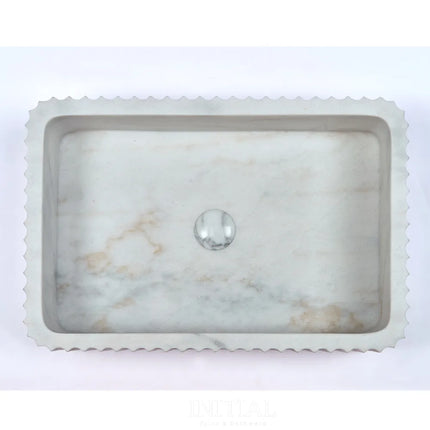 Above Coutner Basin Natual Stone Marble Fluted Matt White 600X400X150 ,