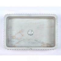 Above Coutner Basin Natual Stone Marble Fluted Matt White 600X400X150 ,