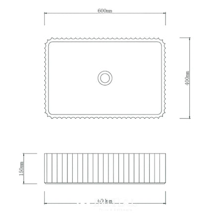 Above Coutner Basin Natual Stone Marble Fluted Matt White 600X400X150 ,