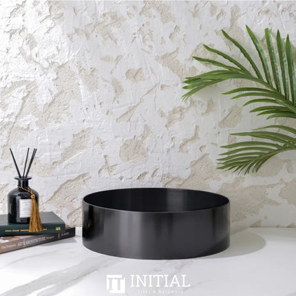 Handmade Stainless Steel Basin Round Gun Metal Grey 380X110 , Default Title