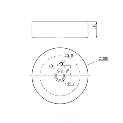 Handmade Stainless Steel Basin Round Gold 380X110 ,