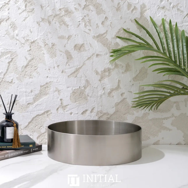 Handmade Stainless Steel Basin Round Brushed Nickel 380X110 , Default Title