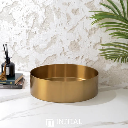 Handmade Stainless Steel Basin Round Gold 380X110 , Default Title