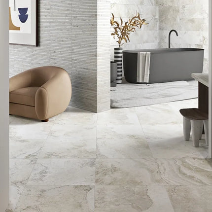 Hunter 3D Travertine Argento Grey Porcelain Natural 600X1200