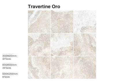 Hunter 3D Travertine Oro White Porcelain Natural 600X1200