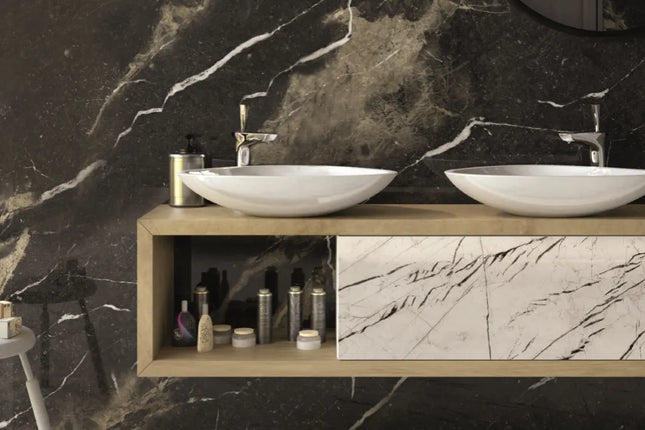 Marvel Marble Pierre Black Porcelain Natural R9 600X1200